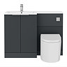 Venice Fluted 1100mm Anthracite Combination Unit with Matt White Stone Basin, Round Pan & Chrome Flush