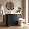 Venice Fluted 1100mm Anthracite Combination Unit with Matt White Stone Basin, Square Pan & Chrome Flush