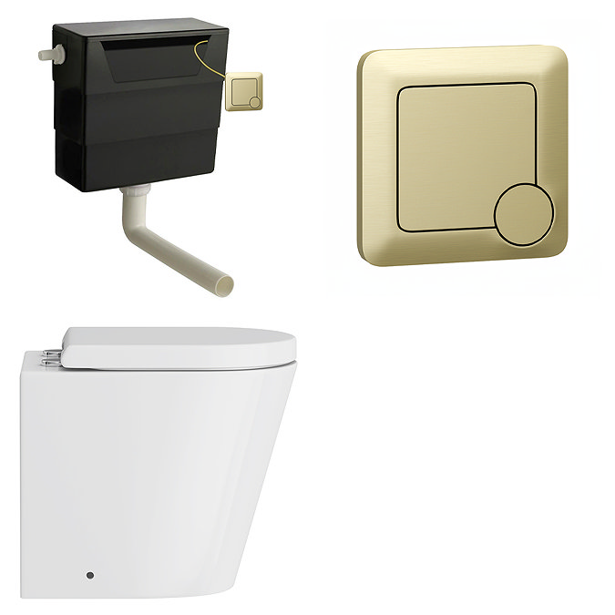 Venice Fluted 1100mm Blue Combination Unit with Carrera Marble Basin - Brushed Brass Handles & Flush, Round Pan
