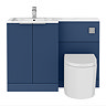 Venice Fluted 1100mm Blue Combination Unit with Carrera Marble Basin, Round Pan & Chrome Flush