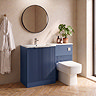 Venice Fluted 1100mm Blue Combination Unit with Carrera Marble Basin, Square Pan & Chrome Flush