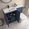 Venice Fluted 1100mm Blue Combination Unit with Matt White Stone Basin - Matt Black Handles & Flush, Square Pan