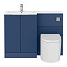 Venice Fluted 1100mm Blue Combination Unit with Matt White Stone Basin, Round Pan & Chrome Flush
