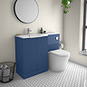 Venice Fluted 1100mm Blue Combination Unit with Matt White Stone Basin, Round Pan & Chrome Flush