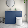 Venice Fluted 1100mm Blue Combination Unit with Matt White Stone Basin, Round Pan & Chrome Flush