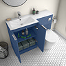 Venice Fluted 1100mm Blue Combination Unit with Matt White Stone Basin, Round Pan & Chrome Flush