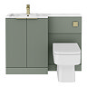 Venice Fluted 1100mm Green Combination Unit with Carrera Marble Basin - Brushed Brass Handles & Flush, Square Pan
