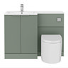 Venice Fluted 1100mm Green Combination Unit with Carrera Marble Basin, Round Pan & Chrome Flush