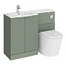 Venice Fluted 1100mm Green Combination Unit with Carrera Marble Basin, Round Pan & Chrome Flush