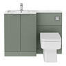 Venice Fluted 1100mm Green Combination Unit with Carrera Marble Basin, Square Pan & Chrome Flush