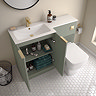Venice Fluted 1100mm Green Combination Unit with Matt White Stone Basin - Brushed Brass Handles & Flush, Square Pan