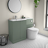 Venice Fluted 1100mm Green Combination Unit with Matt White Stone Basin, Round Pan & Chrome Flush