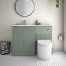 Venice Fluted 1100mm Green Combination Unit with Matt White Stone Basin, Round Pan & Chrome Flush