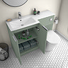 Venice Fluted 1100mm Green Combination Unit with Matt White Stone Basin, Round Pan & Chrome Flush