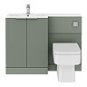 Venice Fluted 1100mm Green Combination Unit with Matt White Stone Basin, Square Pan & Chrome Flush