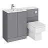 Venice Fluted 1100mm Grey Combination Unit with Carrera Marble Basin, Square Pan & Chrome Flush