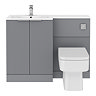 Venice Fluted 1100mm Grey Combination Unit with Matt White Stone Basin, Square Pan & Chrome Flush