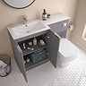 Venice Fluted 1100mm Grey Combination Unit with Matt White Stone Basin, Square Pan & Chrome Flush