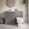 Venice Fluted 1100mm Grey Combination Unit with Matt White Stone Basin, Square Pan & Chrome Flush