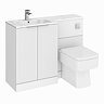 Venice Fluted 1100mm White Combination Unit with Carrera Marble Basin, Square Pan & Chrome Flush