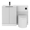 Venice Fluted 1100mm White Combination Unit with Matt White Basin - Black Handles & Flush, Round Pan