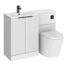 Venice Fluted 1100mm White Combination Unit with Matt White Basin - Black Handles & Flush, Round Pan