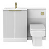 Venice Fluted 1100mm White Combination Unit with Matt White Stone Basin - Brushed Brass Handles & Flush, Square Pan