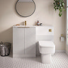 Venice Fluted 1100mm White Combination Unit with Matt White Stone Basin - Brushed Brass Handles & Flush, Square Pan
