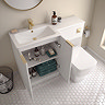 Venice Fluted 1100mm White Combination Unit with Matt White Stone Basin - Brushed Brass Handles & Flush, Square Pan Left