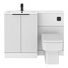 Venice Fluted 1100mm White Combination Unit with Matt White Stone Basin - Matt Black Handles & Flush, Square Pan
