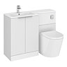 Venice Fluted 1100mm White Combination Unit with Matt White Stone Basin, Round Pan & Chrome Flush