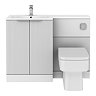 Venice Fluted 1100mm White Combination Unit with Matt White Stone Basin, Square Pan & Chrome Flush