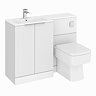 Venice Fluted 1100mm White Combination Unit with Matt White Stone Basin, Square Pan & Chrome Flush