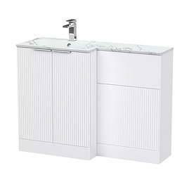 Venice Fluted 1100 White Bathroom Combination Suite Unit with Carrera Marble Basin