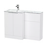 Venice Fluted 1100 White Bathroom Combination Suite Unit with Carrera Marble Basin