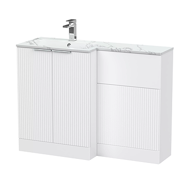 Venice Fluted 1100 White Bathroom Combination Suite Unit with Carrera Marble Basin