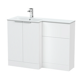 Venice Fluted 1100 White Bathroom Combination Suite Unit with Matt White Stone Basin