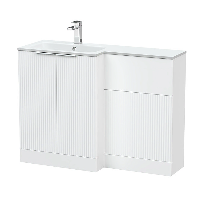 Venice Fluted 1100 White Bathroom Combination Suite Unit with Matt White Stone Basin