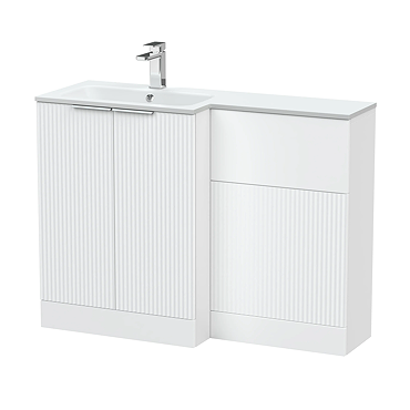 Venice Fluted 1100 White Bathroom Combination Suite Unit with Matt White Stone Basin