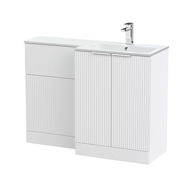 Venice Fluted 1100 White Bathroom Combination Suite Unit with Matt White Stone Basin