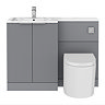 Venice Fluted 1100mm Grey Combination Unit with Carrera Marble Basin, Round Pan & Chrome Flush