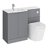 Venice Fluted 1100mm Grey Combination Unit with Carrera Marble Basin, Round Pan & Chrome Flush
