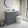 Venice Fluted 1100mm Grey Combination Unit with Matt White Stone Basin, Round Pan & Chrome Flush