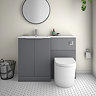 Venice Fluted 1100mm Grey Combination Unit with Matt White Stone Basin, Round Pan & Chrome Flush