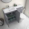Venice Fluted 1100mm Grey Combination Unit with Matt White Stone Basin, Round Pan & Chrome Flush