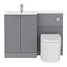 Venice Fluted 1100mm Grey Combination Unit with Matt White Stone Basin, Round Pan & Chrome Flush