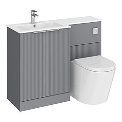 Venice Fluted 1100mm Grey Combination Unit with Matt White Stone Basin, Round Pan & Chrome Flush