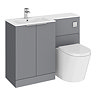 Venice Fluted 1100mm Grey Combination Unit with Matt White Stone Basin, Round Pan & Chrome Flush
