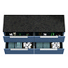 Venice Fluted 1205mm Blue Vanity Unit - Wall Hung 4 Drawer Unit with Sparkling Black Worktop & Chrome Handles