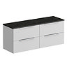 Venice Fluted 1205mm White Wall Hung Vanity Unit - 4 Drawers, Sparkling Black Worktop & Chrome Handles
